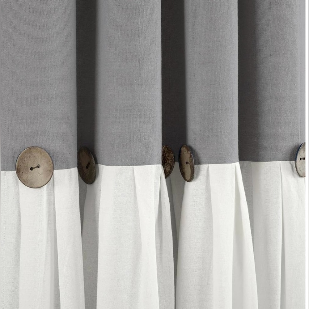 Lush Decor Linen Button 100 Percent Lined Blackout Window 2 Curtain Panels - Picture 2 of 7